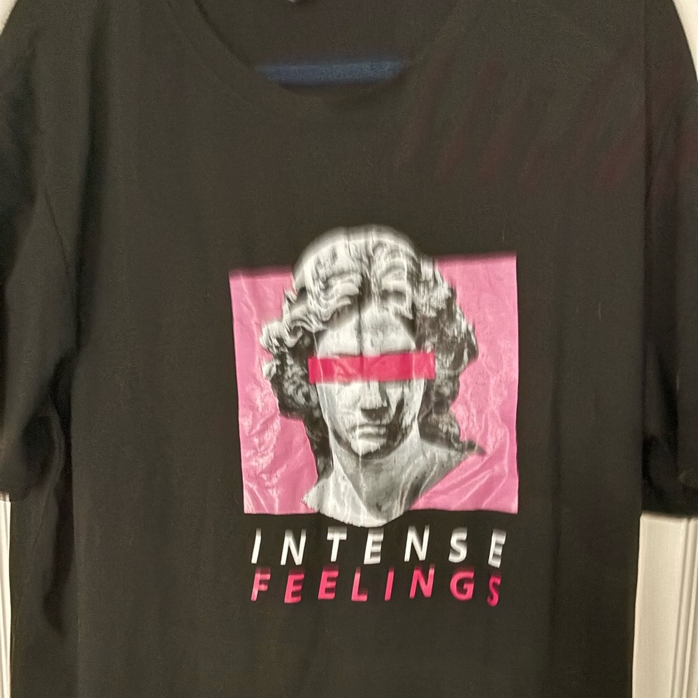 SHEIN Black Tee with Pink Graphic